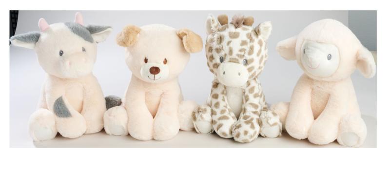 Plyšové zvířátko s chrastítkem 18 cm, 4 druhy